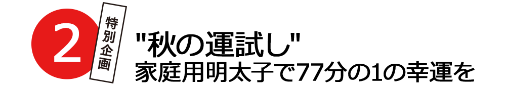 特別企画2 秋の運試し家庭用明太子で77分の1の幸運を